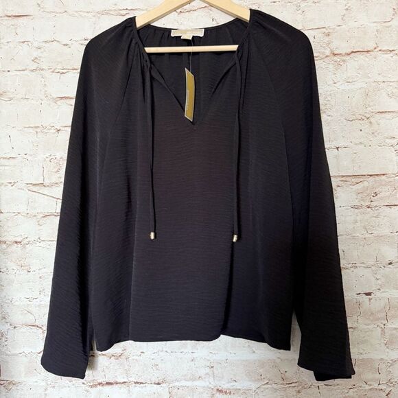 Michael Kors crinkle blouse top flare sleeve - Picture 2 of 10